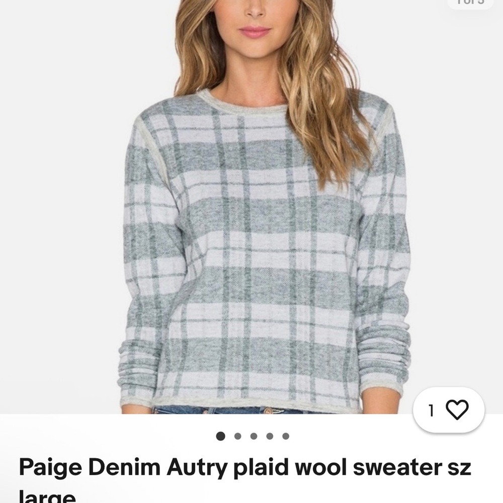 PAIGE Gray and White Plaid Sweater